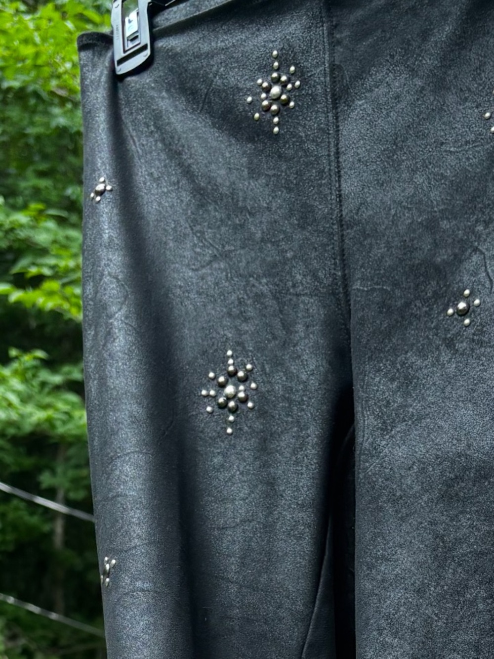 Free People Black Faux-Leather Studded Trousers nwt
